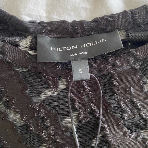 Hilton Hollis- NWT Black Sheer Tiger Print Velvet Burnout Longsleeve Top - Picture 9 of 12